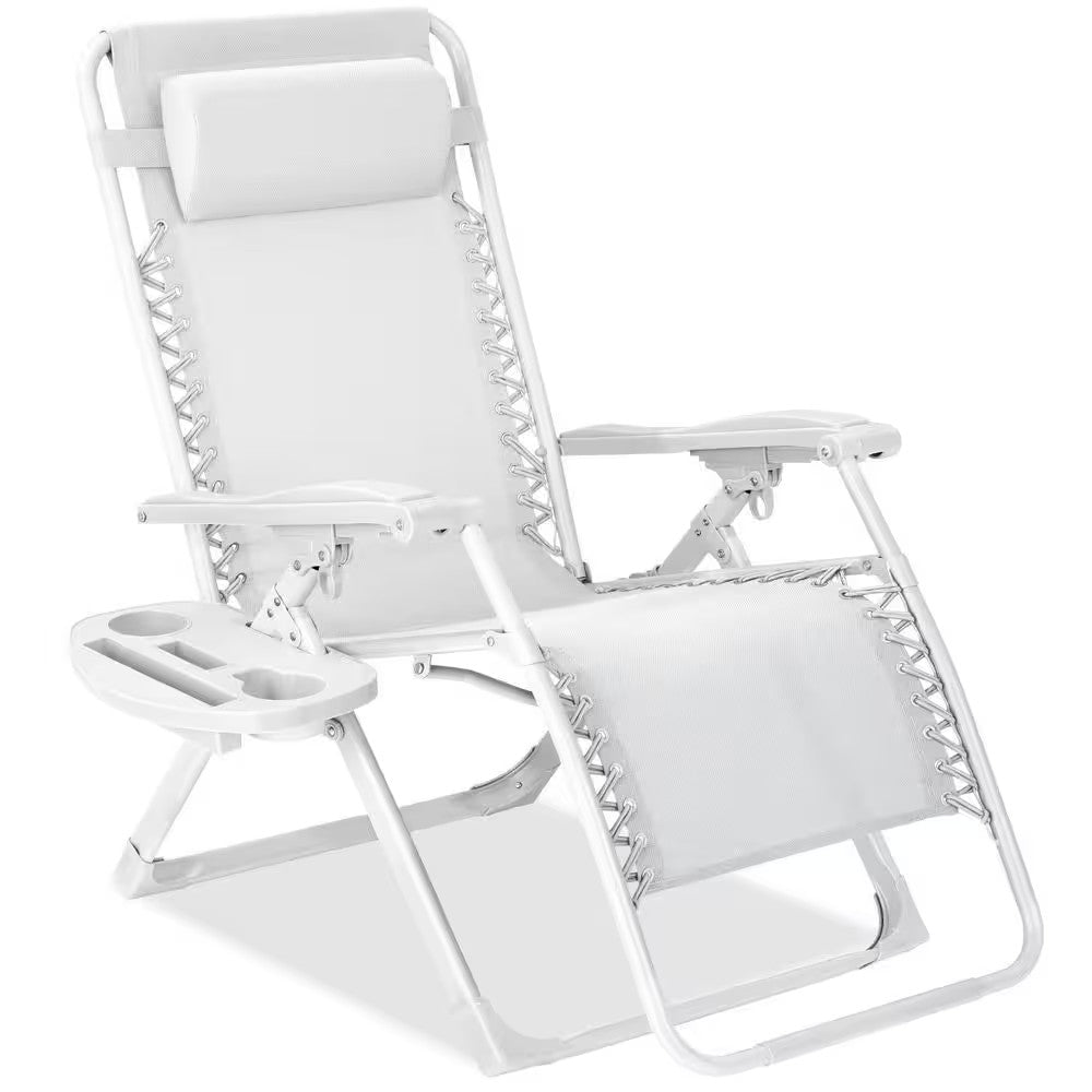 Snow Zero Gravity Folding Patio Recliner with Side Tray and Headrest - K78