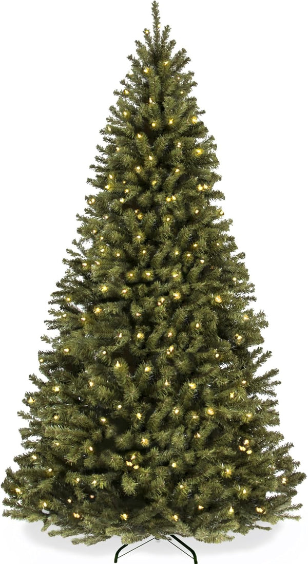 Artificial Christmas Tree, 7.5ft Premium Pre-Lit Realistic Spruce Holiday D cor w/Dense Branches, Metal Base - Green Spruce M110