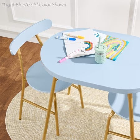 Best Choice Products 3-Piece Oval Dining Table Set, Modern Small Kitchen Dinette w/ 2 Chairs - Pink/Gold -H7-0105