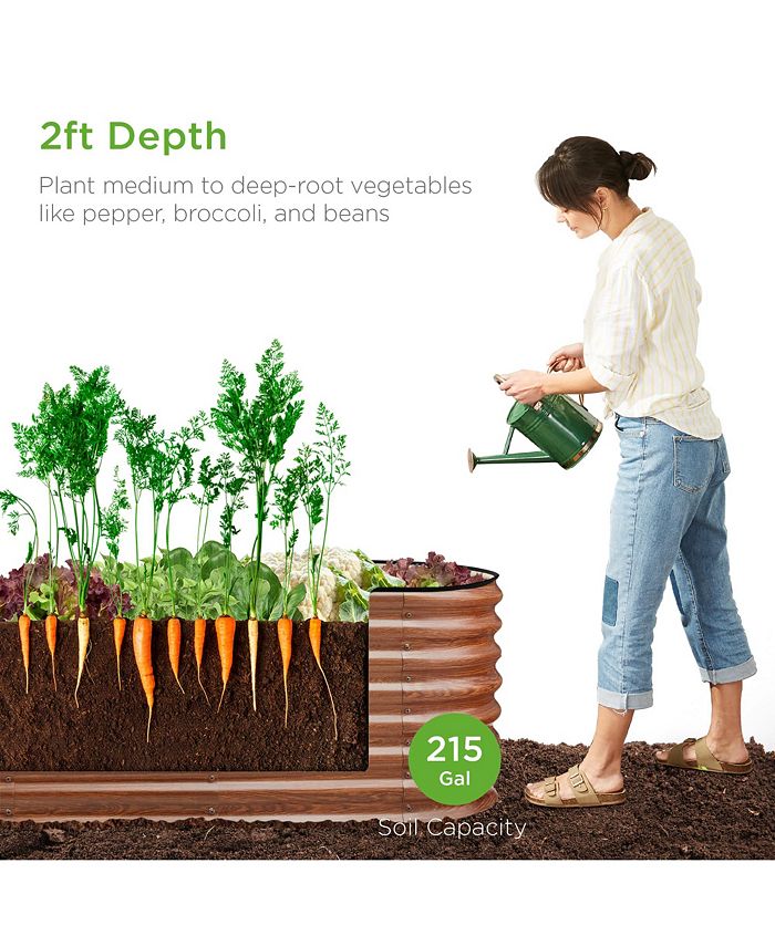 Best Choice Products 8x2x2ft Metal Raised Garden Bed, Oval Outdoor Planter Box w/ 4 Support Bars - Multi - L2 - 340