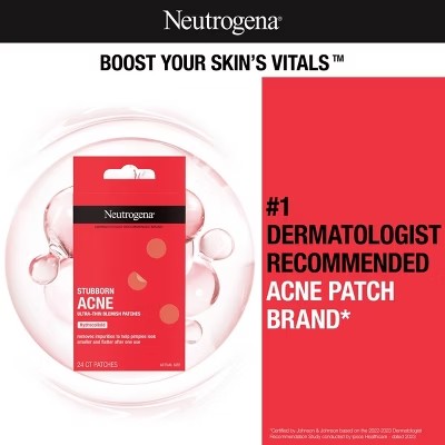 (Lot of 2) Neutrogena Stubborn Acne Patches - Ultra-Thin Hydrocolloid Spot Stickers - 24ct - K9 - 2008