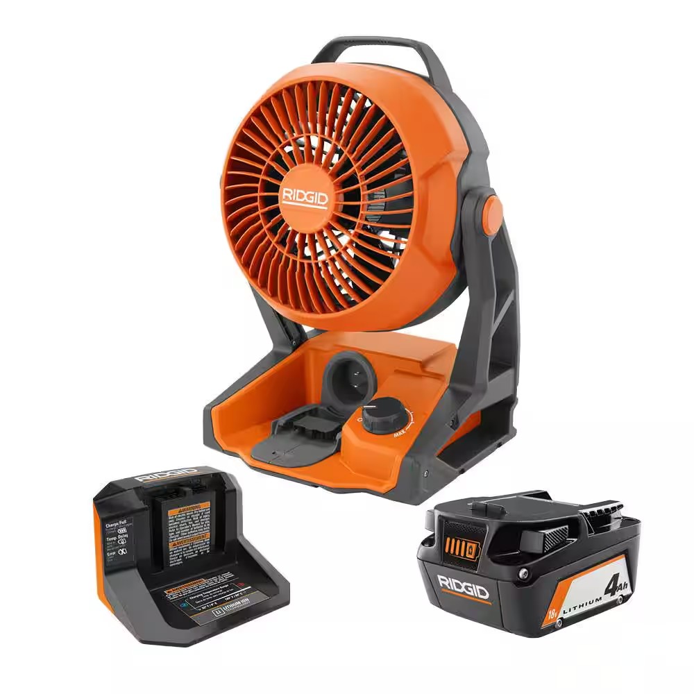 18V Cordless Jobsite Fan Kit with 4.0 Ah Battery and Charger - 1044