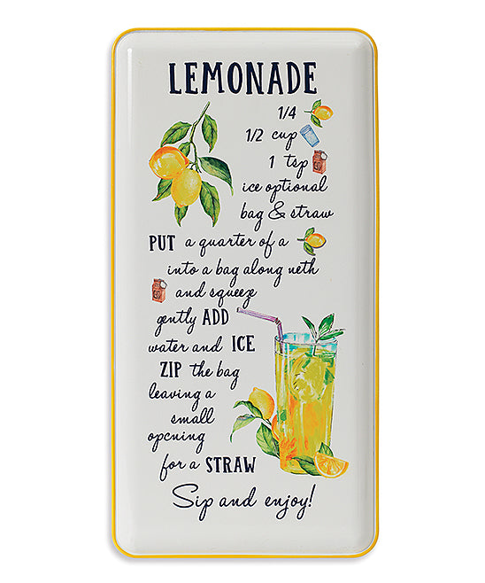 The Gerson Company Decorative Trays - White & Yellow Lemonade Recipe Tray - G13 - 229
