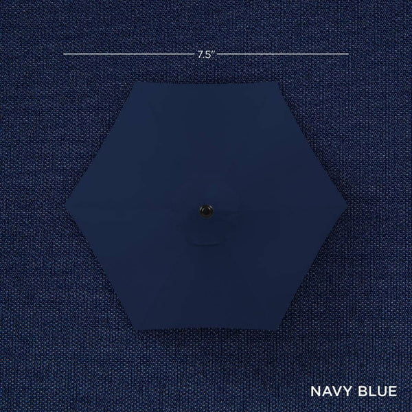 7.5 ft Heavy-Duty Outdoor Market Patio Umbrella with Push Button Tilt, Easy Crank Lift in Navy Blue 1738