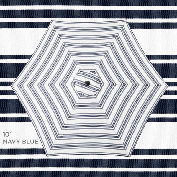 10 ft. Steel Market Tilt and Crank Patio Umbrella in Navy Blue Stripe -L7-0452