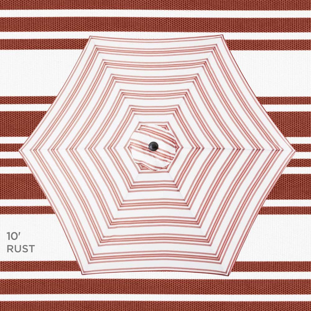 10 ft. Steel Market Tilt and Crank Patio Umbrella in Rust Stripe - L2 - 343