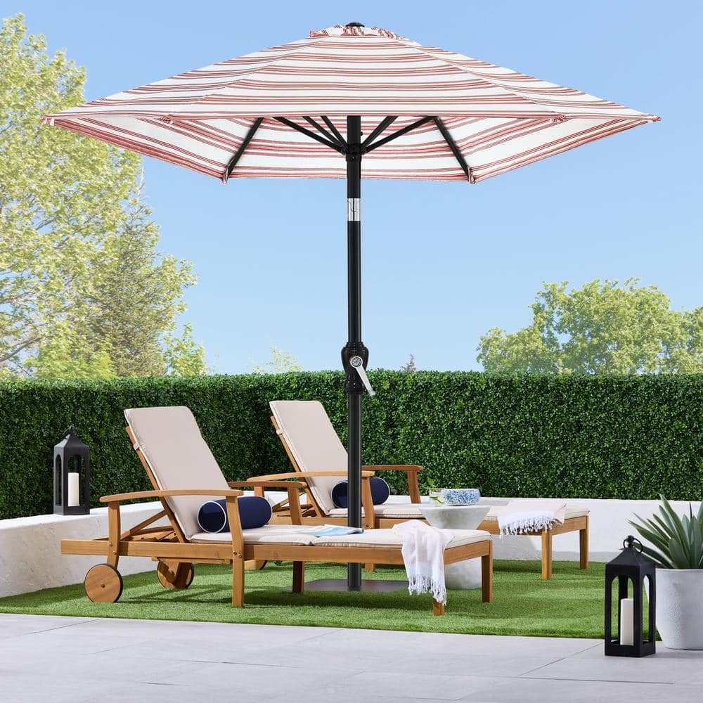 10 ft. Steel Market Tilt and Crank Patio Umbrella in Rust Stripe - L2 - 343