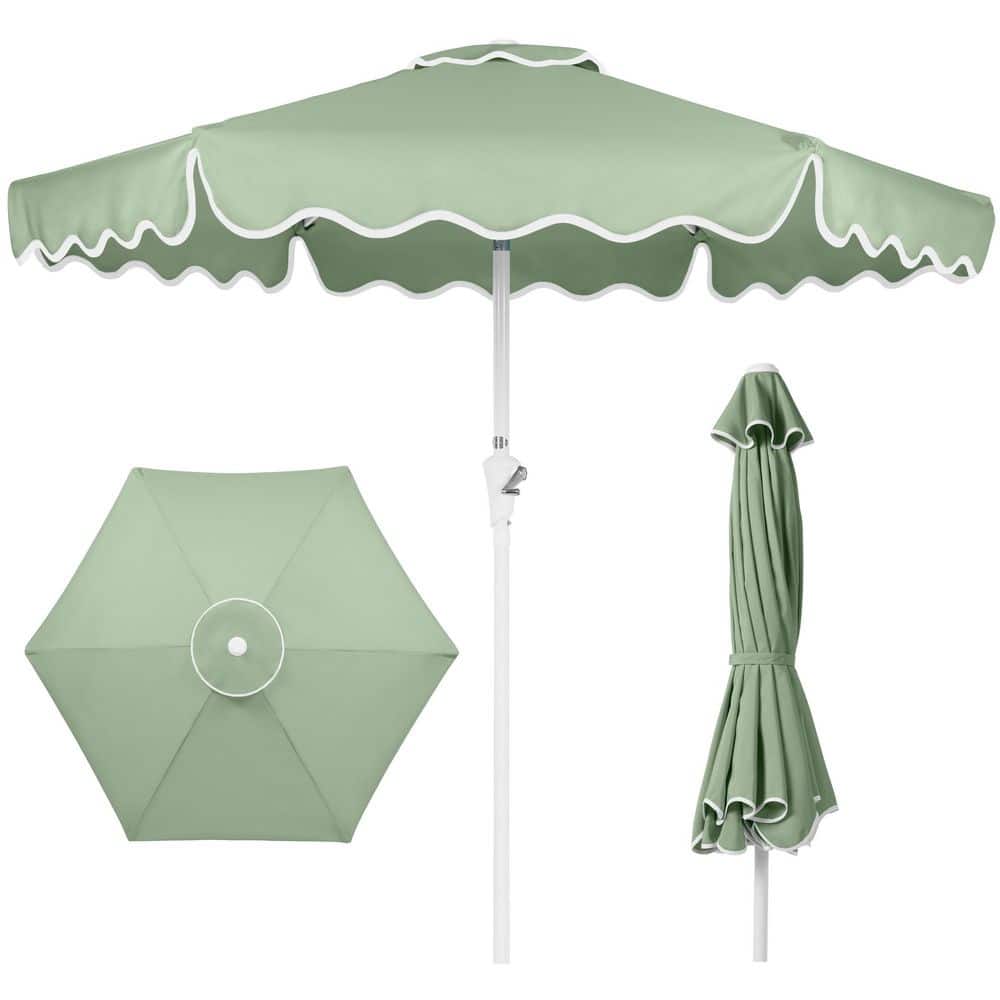Best Choice Products 7.5 ft. Steel Market Patio Umbrella in Sage Green - L7 - 458