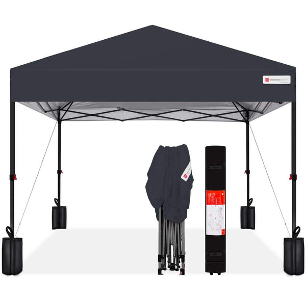 10 ft. x 10 ft. Gray Easy Setup Pop Up Canopy Instant Portable Tent with 1-Button Push - L8 - 1566