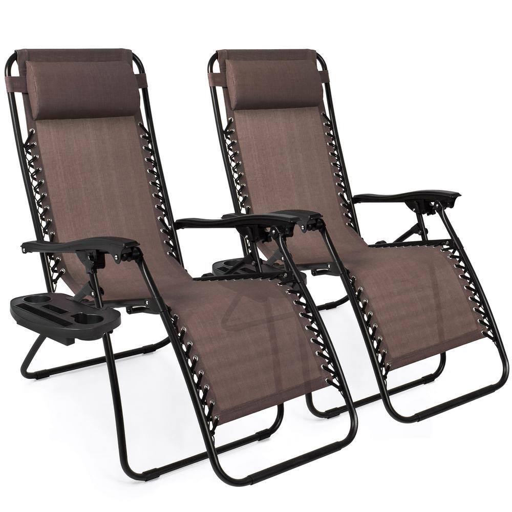 Brown Zero Gravity Metal Reclining Lawn Chair - 1573