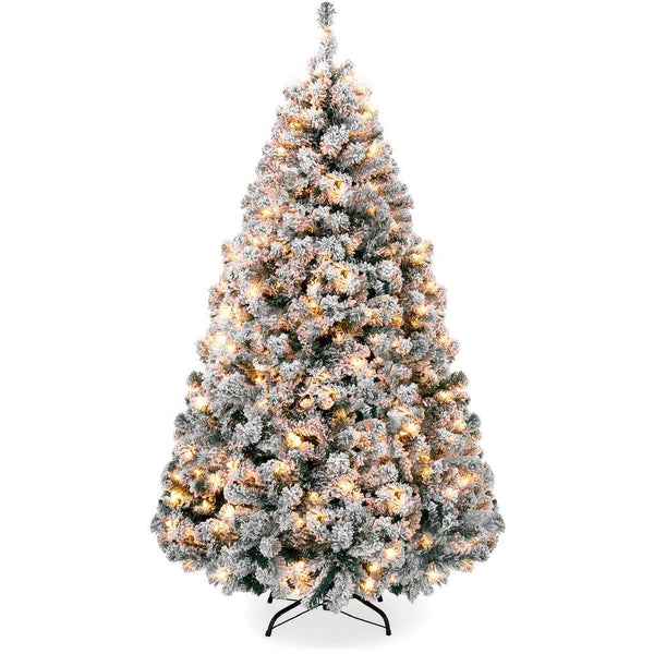 7.5 ft. Pre-Lit Incandescent Flocked Artificial Christmas Tree with 550 Warm White Lights M111