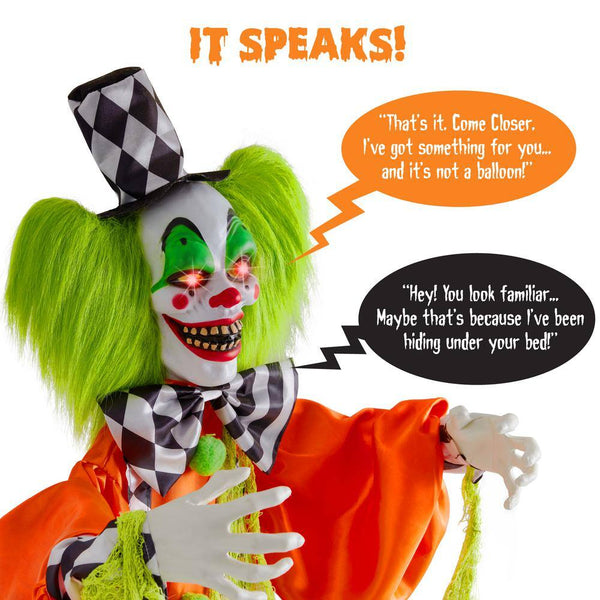 Funhouse Freddy 5.5 ft. Motion activated Animatronic Standing Killer Clown Outdoor Halloween Decoration - C2 - 1000