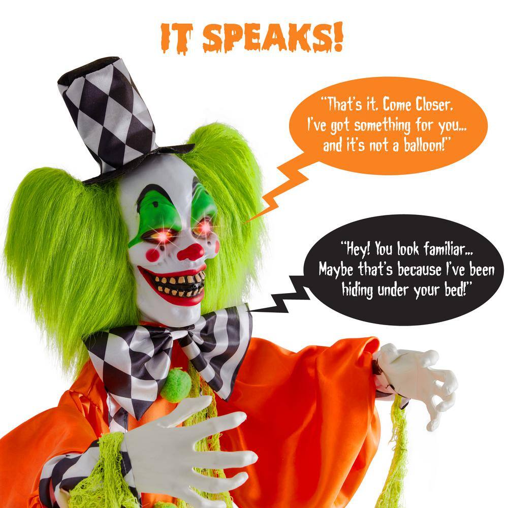 Funhouse Freddy 5.5 ft. Motion activated Animatronic Standing Killer Clown Outdoor Halloween Decoration - B2 - 1010