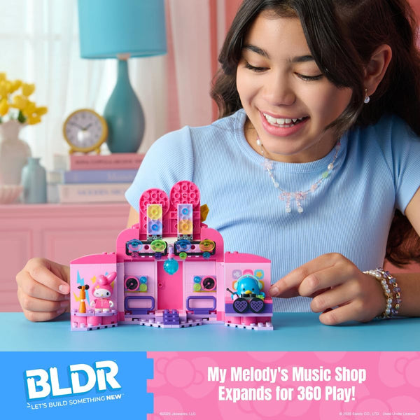 BLDR Hello Kitty and Friends My Melody s Music Shop Building Set - Hello Kitty & Tuxedosam Minifigures - Gift for Kids and Sanrio Fans Ages 8+, 0130 -K11-1677