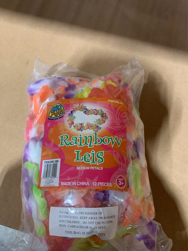 12 Pack Medium Petal Bright Color Luau Party Hawaiian 38 Fabric Leis Rainbow -E9-0133