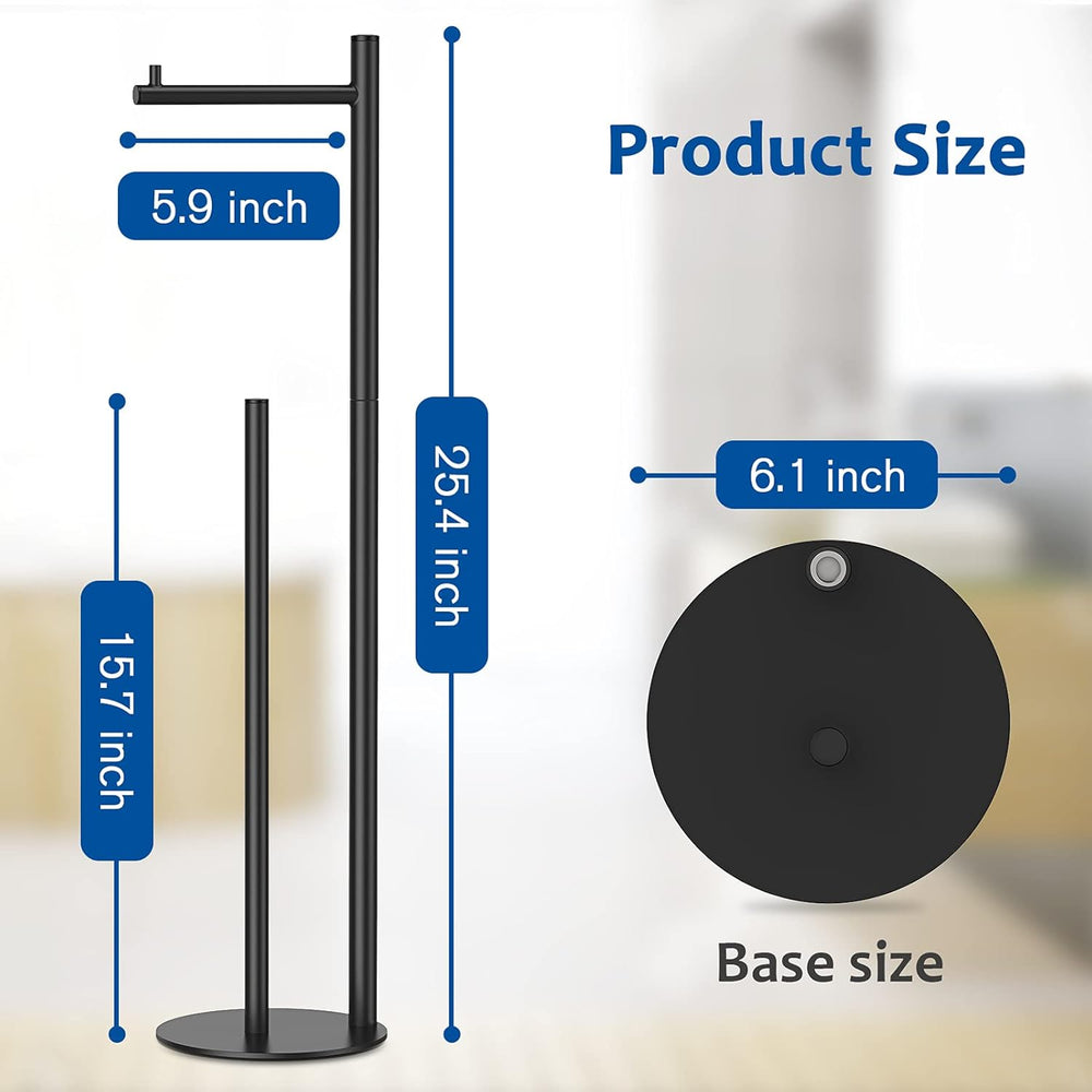 Toilet Paper Holder Stand, Bathroom Toilet Paper Roll Holder Stand with Reserve, Standing Toilet Paper Holder with Storage 1357