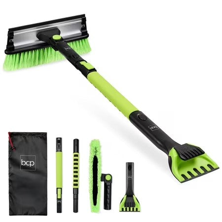 Best Choice Products 39" Extendable Snow Brush with Squeegee & Ice Scraper, Auto Snow Brush, Auto Ice Scraper - Lime - K5 - 427