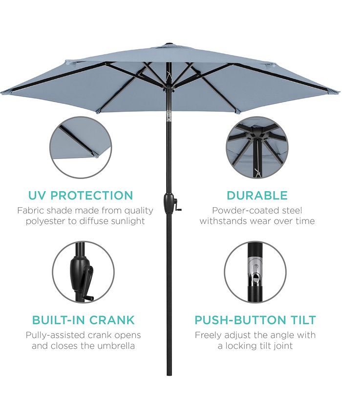 Best Choice Products 7.5ft Heavy-Duty Outdoor Market Patio Umbrella w/ Push Button Tilt, Easy Crank - Blue -F4-1983