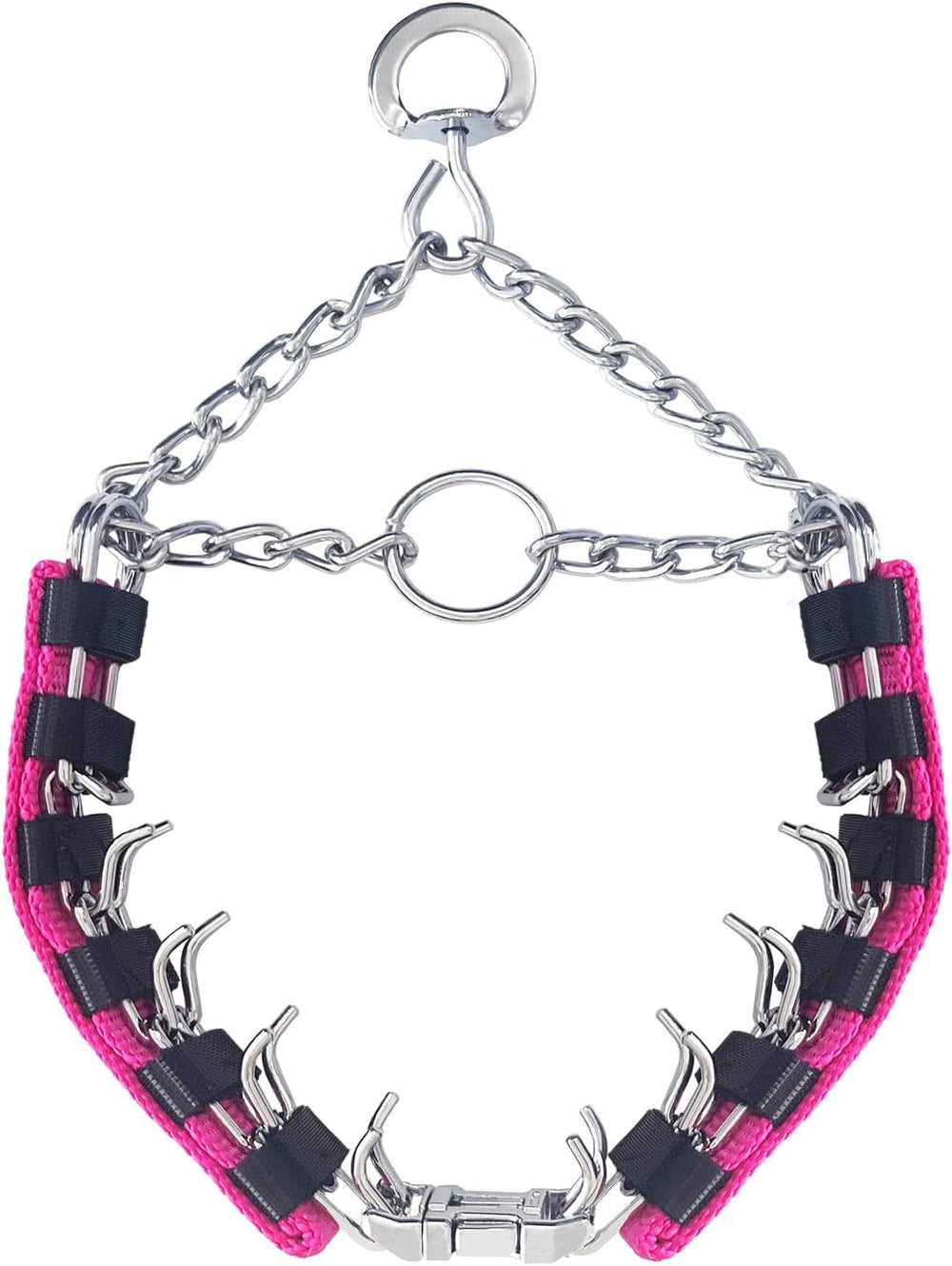 Prong Training Collar for Dogs, Adjustable Dog Pinch Collar with QuickRelease Buckle, Dog No Pull Collar for Small Medium Large Dogs, 2 Extra Link and 20pc Caps (Pink, XL(23-27" Neck, 4.0mm)) -K10-0678