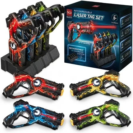 Best Choice Products Rechargeable Laser Tag Set 4 Pack, No Vest Needed, Kids Adults Game - Red/Yellow/Blue/Green-J3-0392