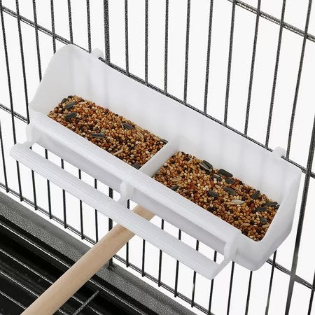 Yaheetech 52"H Metal Rolling Bird Cage with 3 Perches & 4 Feeders & Extra Storage Shelf, Black - D5 - 417