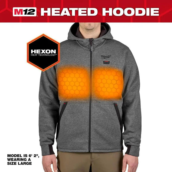 Men's X-Large M12 12-Volt Lithium-Ion Cordless Gray Heated Jacket Hoodie Kit 1679