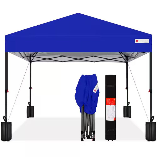 12 ft. x 12 ft. Restort Blue Easy Setup Pop Up Canopy Instant Portable Tent with 1-Button Push and Carry Case - A13 - 725