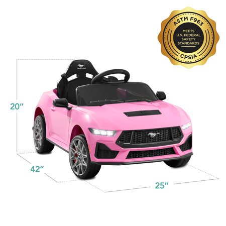 Best Choice Products Kids 12V Electric Ride-On Car Officially Licensed Ford Mustang w/ Remote, LED Lights - Pink - D6 - 1455