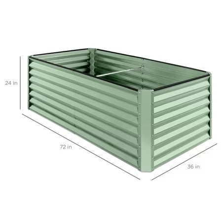 Best Choice Products 6x3x2ft Outdoor Metal Raised Garden Bed for Vegetables Flowers Herbs - Mist Green -H2-1993