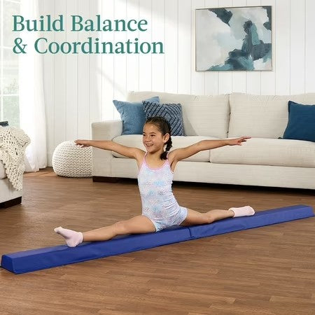 Best Choice Products 8ft Folding Floor Balance Beam 2-Panel for Gymnastics Practice, Exercise Sky Blue - F1 - 1943