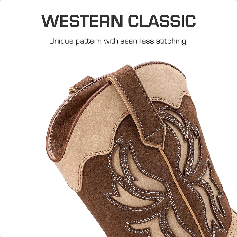 DREAM PAIRS Toddler Cowboy Boots Cowgirl Boots for Girls Square Toe Mid Calf Boys Western Fashion Riding Shoes for Toddler/Little Kid/Big Kid US size 1