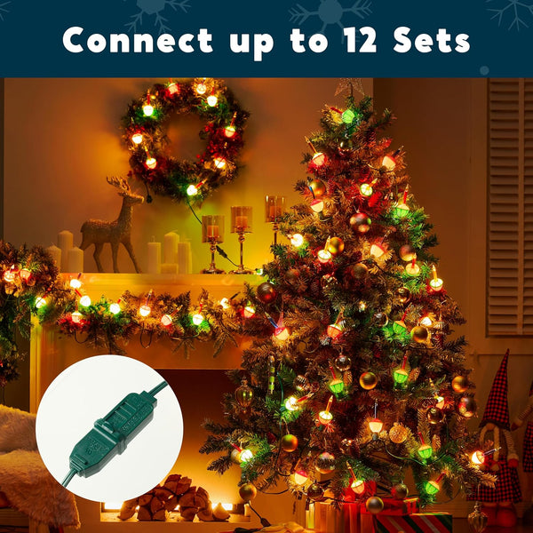 Joiedomi 2-Pack Christmas Bubble String Light - Traditional Bubbles Lights 14 Bulbs with 2 Spare Replacement, Old Fashion Vintage Holiday Decorations for Christmas Tree Fireplace Mantel (Multicolor) 1391