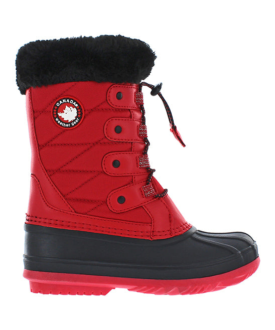 Canada Weather Gear Girls' Cold Weather Boots Red/Black - Red & Black Ally Duck Boots - Girls Size 7M - K12 - 287