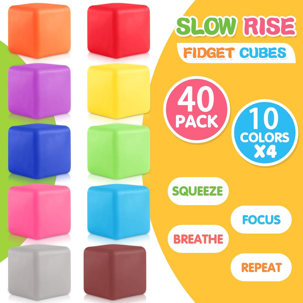40pcs Stress Balls for Kids-Squishy Cube Stress Balls Bulk-Treasure Box-Fidgets Prizes Bulk-Sensory Fidgets Toys for Adults -Classroom Prize-Goodie Bag Stuffers, Sensory Toys for Autistic Autism 1455