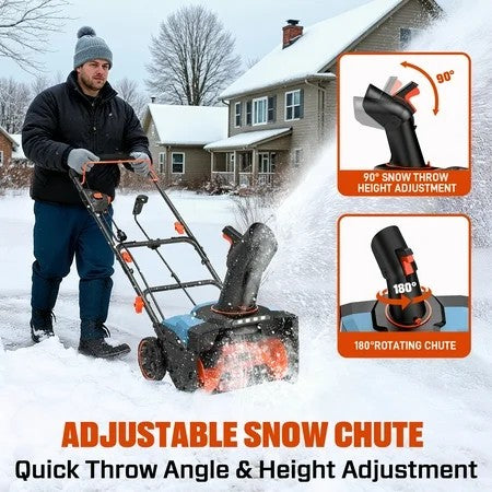 SENIX 18" Snow Blower, 8" Depth, 500lbs/min, 33FT Throw, LED Light, Foldable Handle 1537
