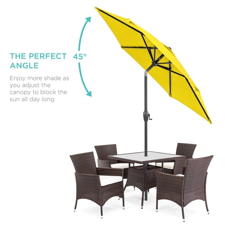 Best Choice Products 7.5ft Heavy-Duty Outdoor Market Patio Umbrella w/ Push Button Tilt, Easy Crank - Yellow - K6 - 456