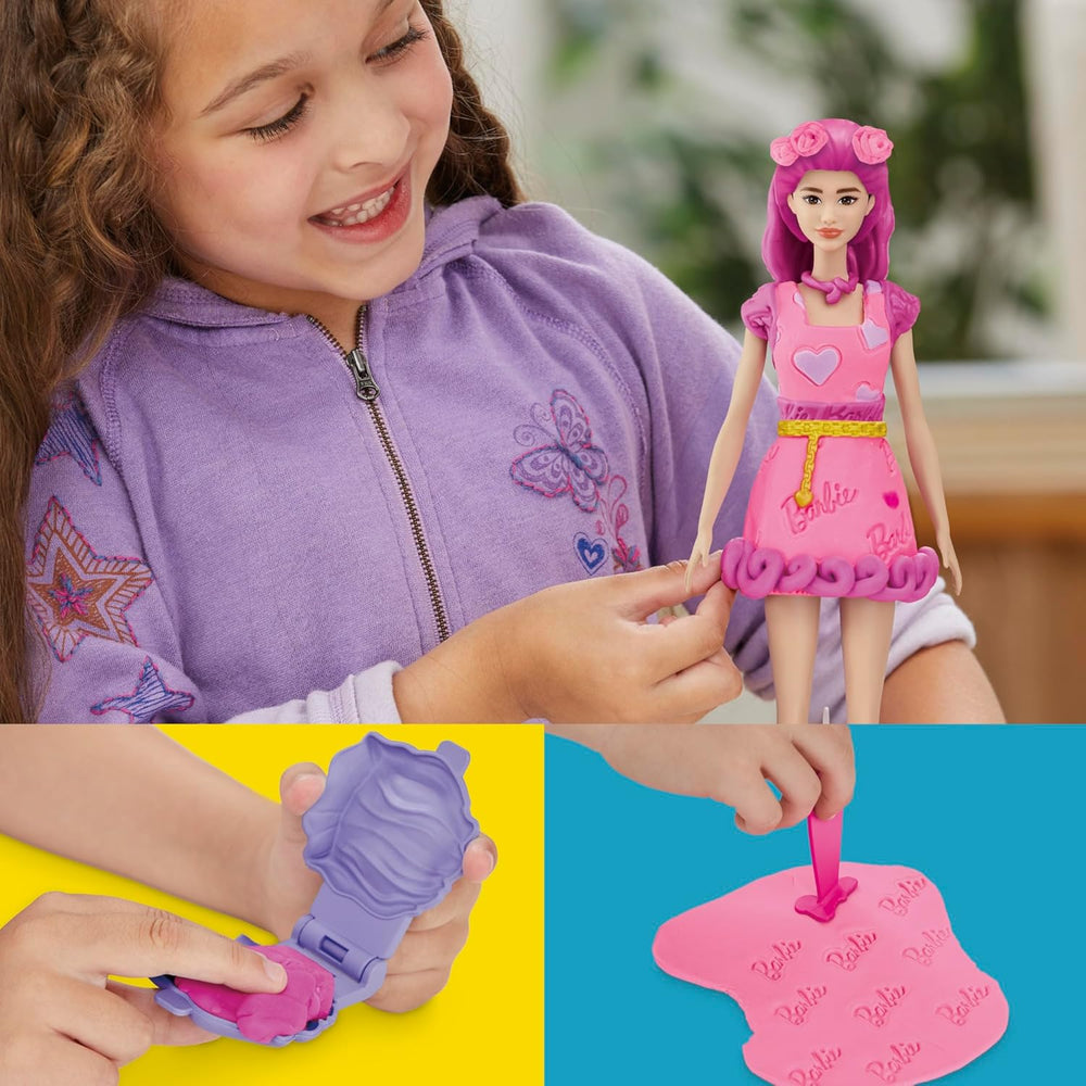 Play-Doh Barbie Hearts and Hair Set, Make Doll Clothes with Modeling Compound & 10 Fashion Accessories, Arts & Crafts for Girls & Boys 5+ 1272