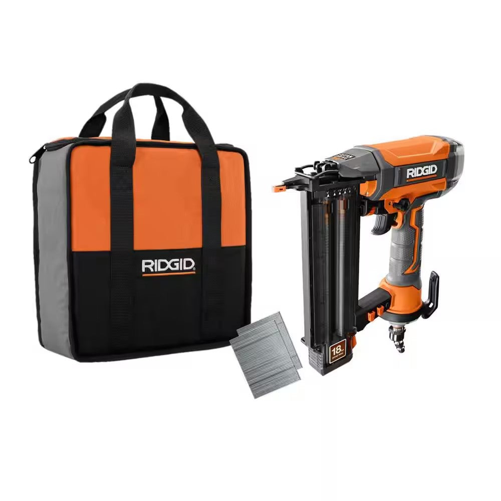 Pneumatic 18-Gauge 2-1/8 in. Brad Nailer with CLEAN DRIVE Technology, Tool Bag, and Sample Nails 1663