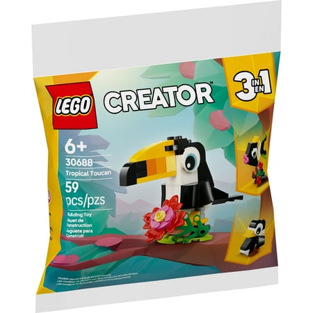 LEGO Creator 3 in 1 Tropical Toucan - Transforms from Toucan to Fish to Penguin - Travel Toy for Kids - G6 - 763 -A6-1129 -C7-1161