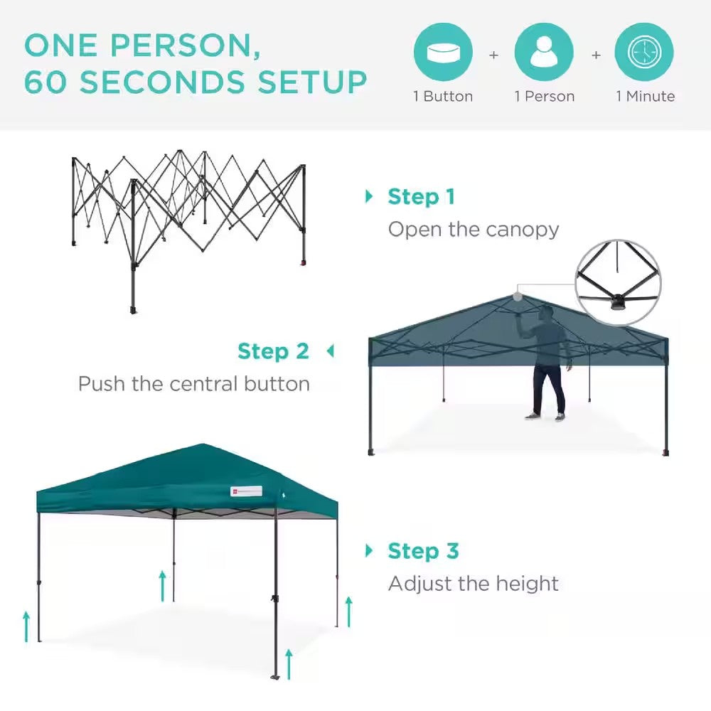 12 ft. x 12 ft. Cerulean Easy Setup Pop Up Canopy Instant Portable Tent with 1-Button Push and Carry Case - E3 - 1609