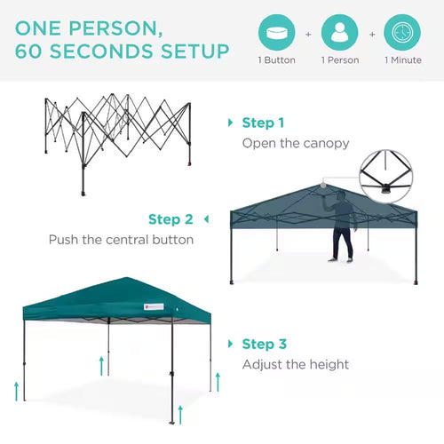 12 ft. x 12 ft. Cerulean Easy Setup Pop Up Canopy Instant Portable Tent with 1-Button Push and Carry Case - E3 - 1609