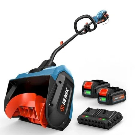 SENIX 40V 13-inch Cordless Snow Blowers&Snow Shovels with 2*4.0Ah Batteries& 6.0Ah Dual Port Charger,6 Clearing Depth, 22ft Throw Distance, 2-Speed Mode 1614