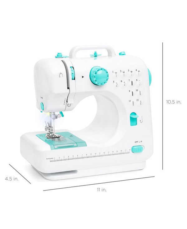 Best Choice Products 6V Portable Sewing Machine, 42-Piece Beginners Kit w/ 12 Stitch Patterns - White -J4-0416