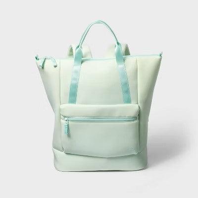Faux Neoprene Tote Backpack - All in Motion  Green: Laptop Bag, Water-Resistant 16