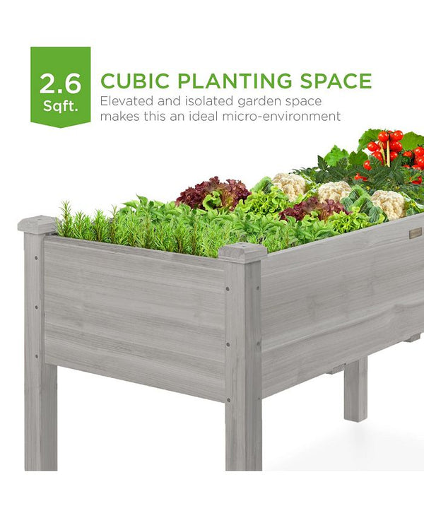 Best Choice Products 34x18x30in Raised Garden Bed, Elevated Wood Planter Box for Kids, Patio w/ Bed Liner - Gray - NO SIZE -C7-0413