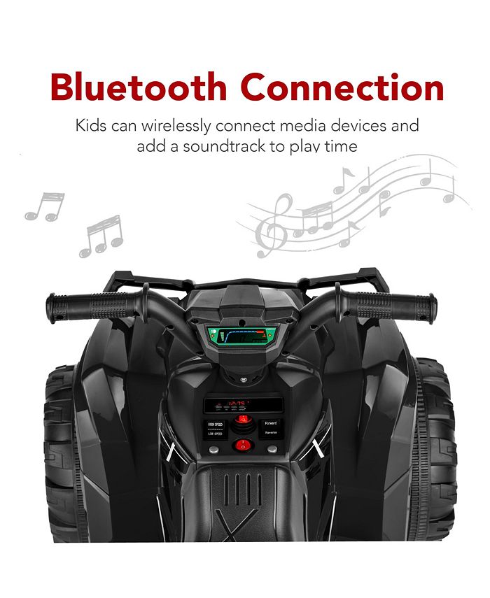 Best Choice Products 12V Kids Ride-On ATV Quad w/ Bluetooth, 2.4mph Max, Treaded Tires, LED Lights, Radio - Black - NO SIZE - G9 - 1032 -L3-0033