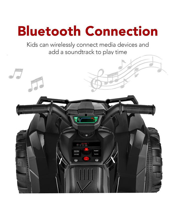 Best Choice Products 12V Kids Ride-On ATV Quad w/ Bluetooth, 2.4mph Max, Treaded Tires, LED Lights, Radio - Black - NO SIZE - G9 - 1032 -L3-0033