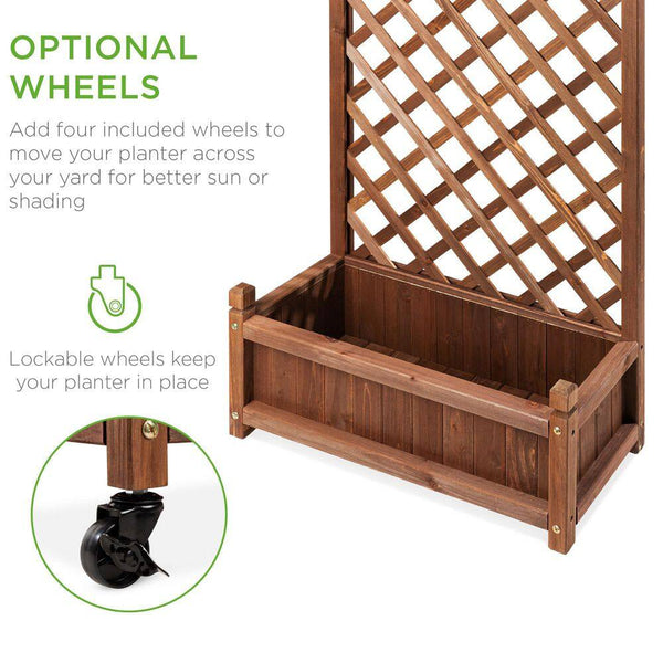 48 in. Wood Planter Box and Diamond Lattice Trellis (2-Pack) - J3 - 1962