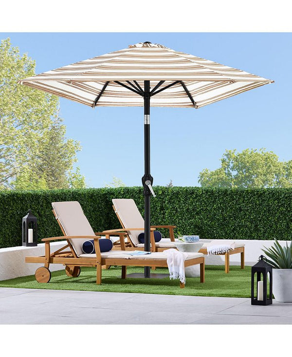 Best Choice Products 10ft Outdoor Steel Striped Market Patio Umbrella w/ Crank, Tilt Push Button, 6 Ribs - Brown -F4-1996