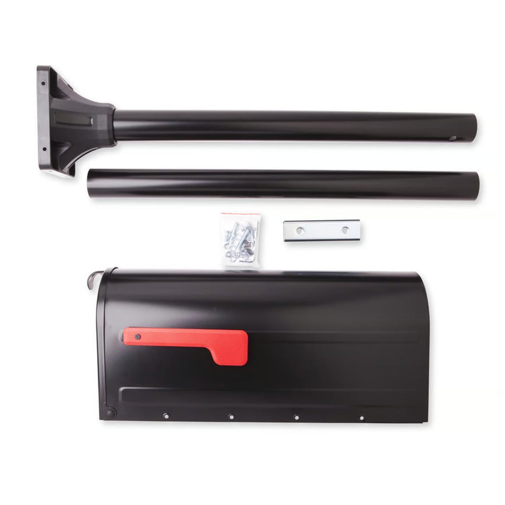 Architectural Mailboxes MB1 Contemporary Galvanized Steel Post Mount Black Mailbox And Post 252